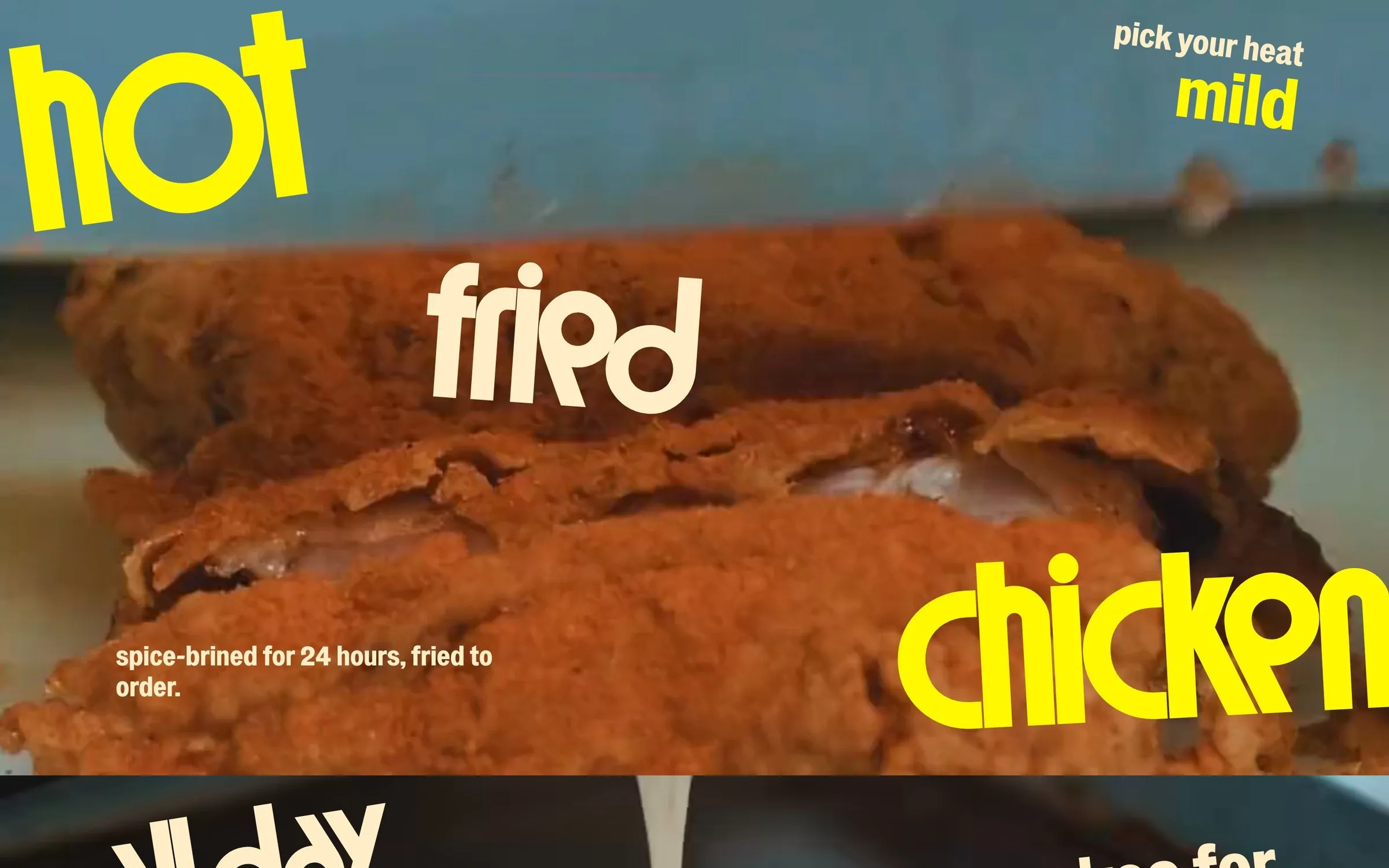 The fried chicken section of fowlboys.com, with a heat picker