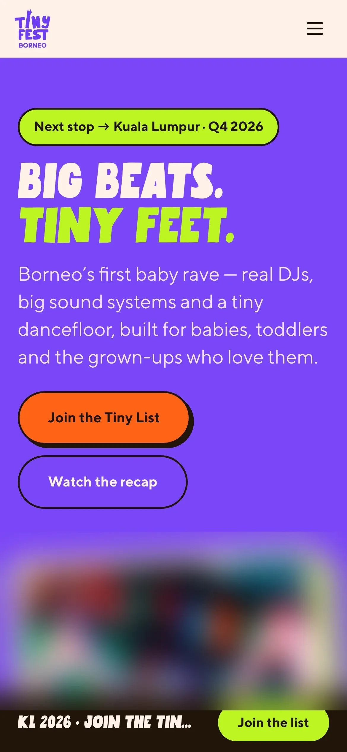 The TinyFest Borneo home page on a phone